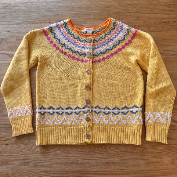 Sundance Fireside Fair Isle Yellow Cardigan Sweater Size S - Picture 2 of 9